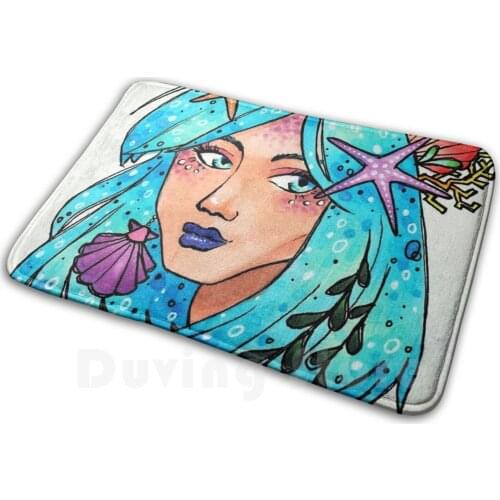 Ocean Vibes Carpet Mat Rug Cushion Soft Water Ocean Sea Mermaid Girls Portrait Marker Copic Copicmarker Cute Oceanic