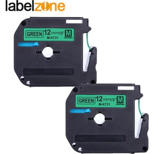 Laminated 12mm black on green MK731 ribbon cassette compatible Brother p-touch printer mk-731 m-k731 label ribbon M label tape