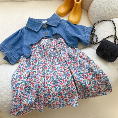 2021 New Spring Summer Girls Clothes Fashion Childrens Clothes T-Shirt + Suspenders Polka Dot Skirt 2Pcs Suit Kids Girls