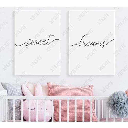 Minimalism Letters Poster Sweet Dream Canvas Painting Wallpaper Nordic Art Print Picture Crafts for Home Bedroom Decoration