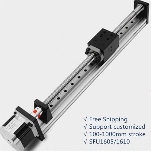 Free Shiped Ballscew SFU1605 Motor Module Linear Slide Rail Guide Motion Robotic Arm Module XYZ Table 1000mm CNC 3D Printer Part