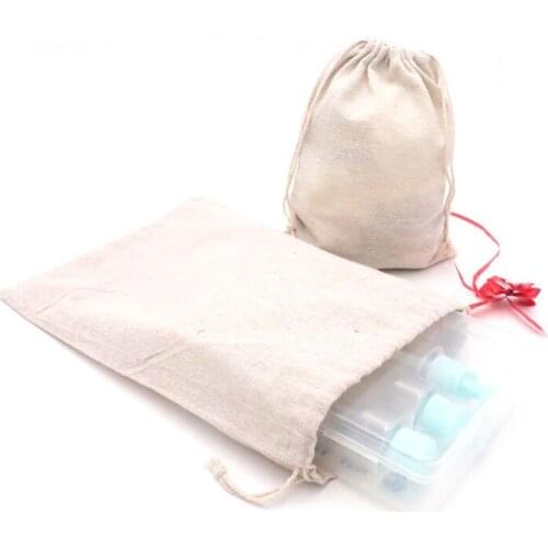 20x30cm Handmade Muslin Cotton Drawstring Pouch Coffee Bean Candy Packing Gift Bag Wedding Party Necklace Bracelet Phone Storage