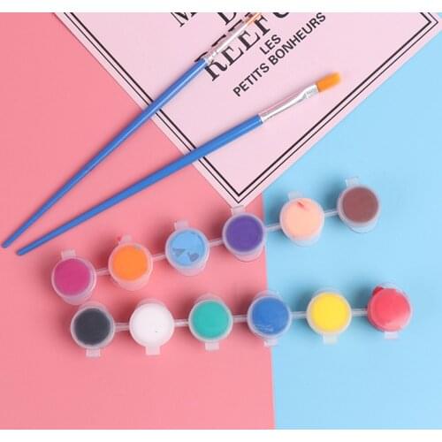 12Colors Acrylic Paints With 2 Brushs Art DIY Graffiti Pigment Set For Oil Painting Wall Painting DIY Art Supplies Gifts
