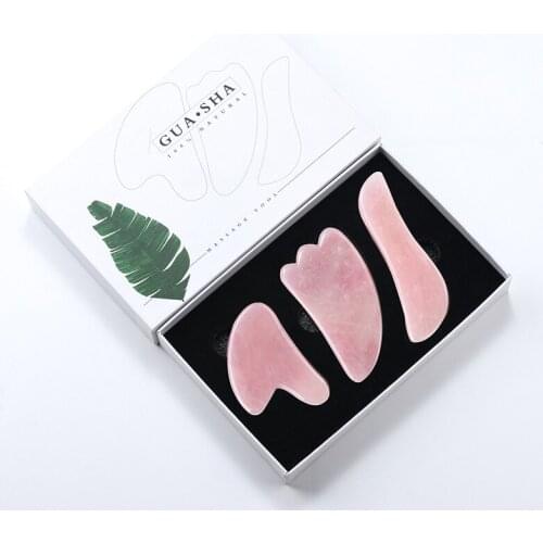 GuaSha Massage Tool Set Beauty Skin Care Natural For Face Neck Back Rose Quartz Gouache Scrapers Wrinkle Remover Gua Sha Massage