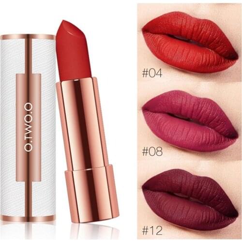 O.TWO.O Velvet Matte Waterproof Long Lasting Non Sticky Lip Gloss Non-Fading Lipstick Moisturizing Lipstick Cosmetics 12 Color