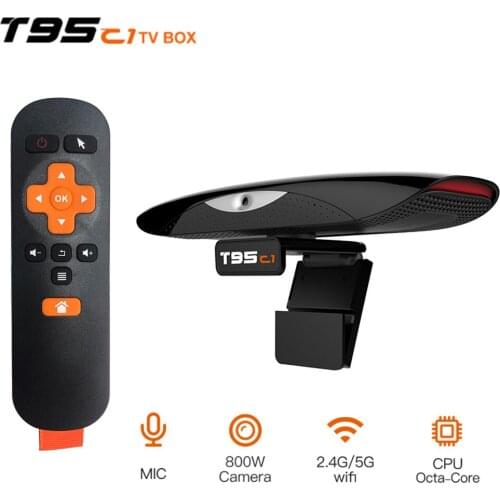 10pcs 800W pixel Camera Android 9.0 Smart TV Box 2G 16GB T95C1 5G Dual Wifi 100M Support 1080P HD Media Player Youtube