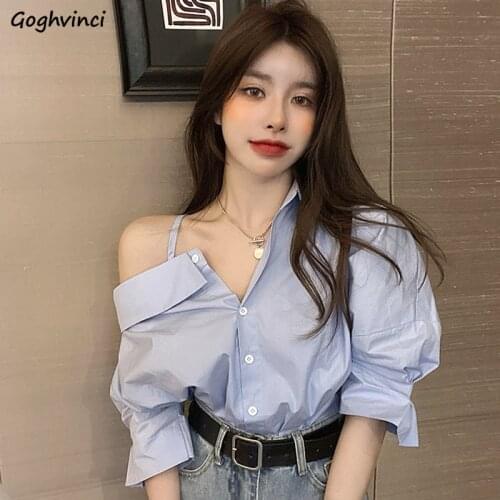 Shirts Women Sexy INS Retro Turn-down Collar Solid Chic Womens Street Wear Ulzzang Elegant Slim Simple Fashionable Stylish Shirt