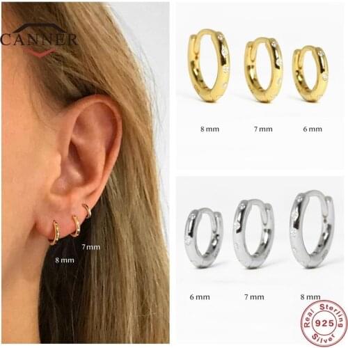 CANNER 6/7/8mm Hot Sale 925 Sterlig Silver CZ Zircon Hoop Earrings For Women Round Piercing Earring Earings Jewelry Pendientes