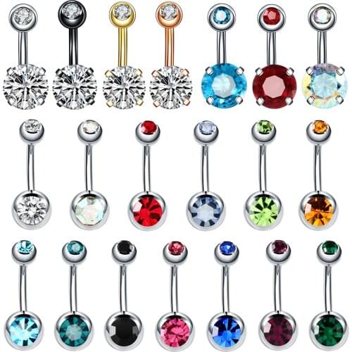 1PC Surgical Steel Navel Earring Belly Piercing Sexy Piercing Ombligo Gem Ear Piercings Navel Earring Gold Body Jewelry Pircings