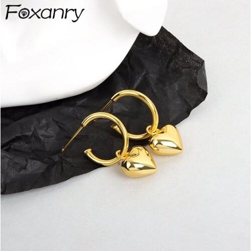 Foxanry Prevent Allergy 925 Sterling Silver Hoop Earrings Girls Accessories INS Fashion Love Heart Party Jewelry Gifts Wholesale