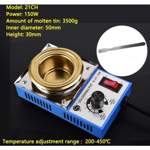ST-21CH Lead-free adjustable temperature melting tin furnace 150W titanium alloy bench soldering pot dip soldering machine