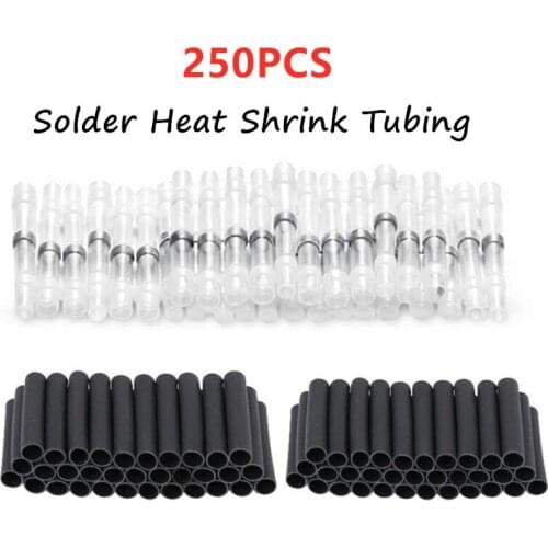 250PCS Heat Shrink Wire Connectors Solder Sleeves Waterproof Fast Butt Terminals Cable Soldering Connector Shrinkable Tube