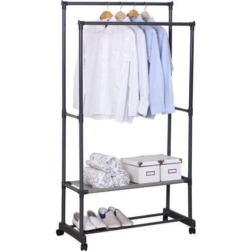 Clothes Rack Coat Rack with Shelf 83x39x161cm Removable Bedroom Hanging Clothes Rack With Wheels Shoe Rack Wardrobe Storage