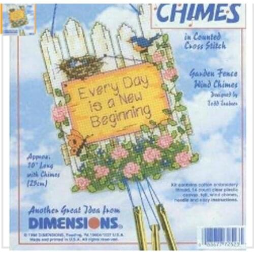 Gold Collection Counted Cross Stitch Kit Garden Fence Wind Chimes Ornament Ornaments Dim 72523