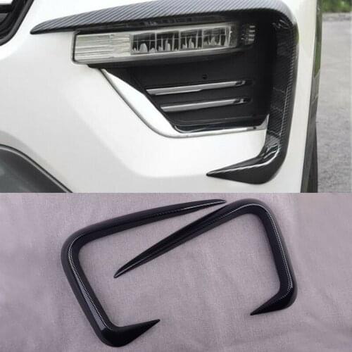 1 Pair Car Left & Right Front Fog Lamp Light Eyebrow Cover Trim Carbon Fiber Style ABS Fit for Ford Explorer 2020 2021