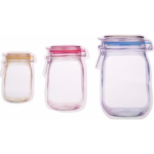 1pcs Bottle Shape Clear Storage Bag Zipper Bag Resealable Zip Lock Bag Food Preservative Organizer For Nut Snacks Fruit Travel