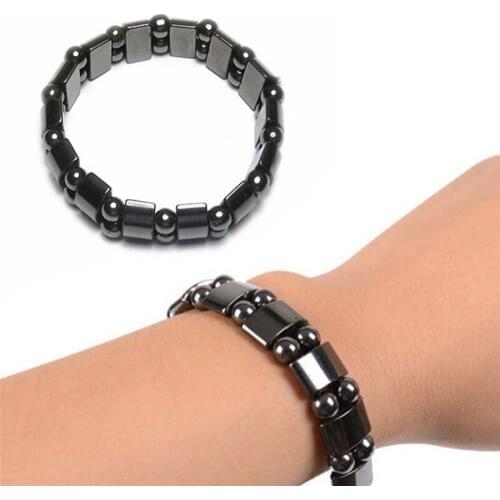 1 pcs Round Black Stone Bracelet Magnetic Black Stone Half Moon Magnetic Therapy Health Care Bracelet Weight Loss
