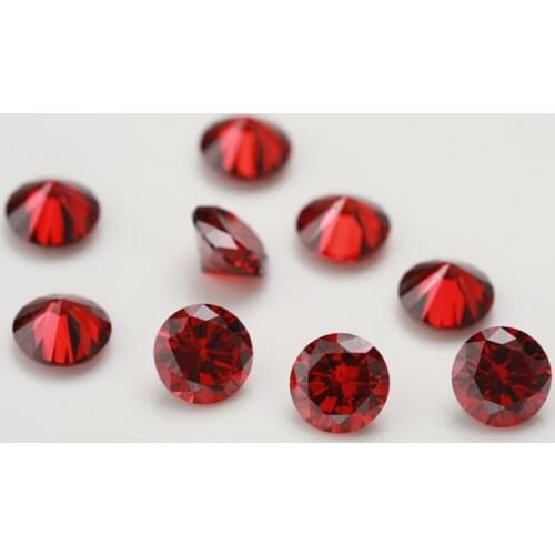 10pcs/lot 4.0~20mm Round Shape Loose CZ Stone Garnet Color AAAAA Cubic zirconia Synthetic Gems For Jewelry DIY Stone