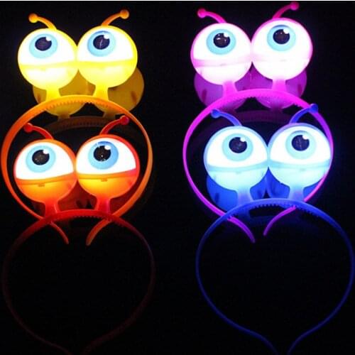 10pcs/lot Alien Eyes LED Flashing Headband Light Up Blinking Hairband Rave Glow Party Supplies Wedding