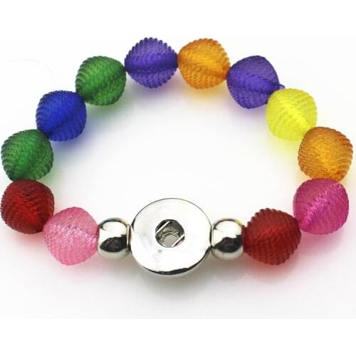 10pcs/lot Mix color Snap Bracelets DIY 18mm Snap Buttons Snap Jewelry Bracelet&Bangles Elastic Bracelet Charms women gift