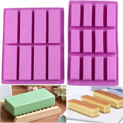 2 Size Rectangle Silicone Molds Soap Candy Making Mold Cake Decorating Tools Chocolate Muffin Baking Mold Jelly Ice Tray Moulds