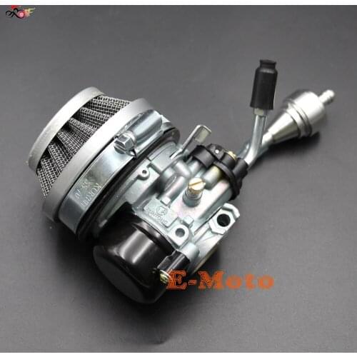 2 Stroke Carburetor & Air Filter CNC Silvery Fuel Filters For 49cc 50 60 66 80cc Motorized Bike Bicycle E-Moto