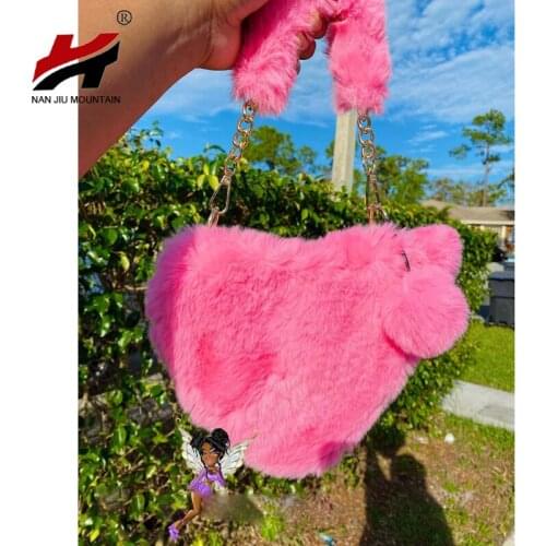 2020 Plush Love Bag Women Handbag Faux Rabbit fur Candy Color Shoulder Bag