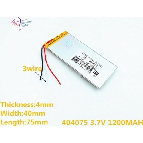 3 line Liter energy battery 404075 3.7V 1200MAH lithium polymer rechargeable battery bluetooth GPS wired microphone mobile watch