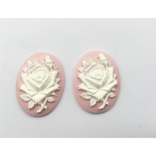 45pcs 30mmx40mm Muticolor Oval Flatback Resin Flower Rose Cabochon Charm Finding,Fit Base Setting Tray Bezel,DIY Accessory