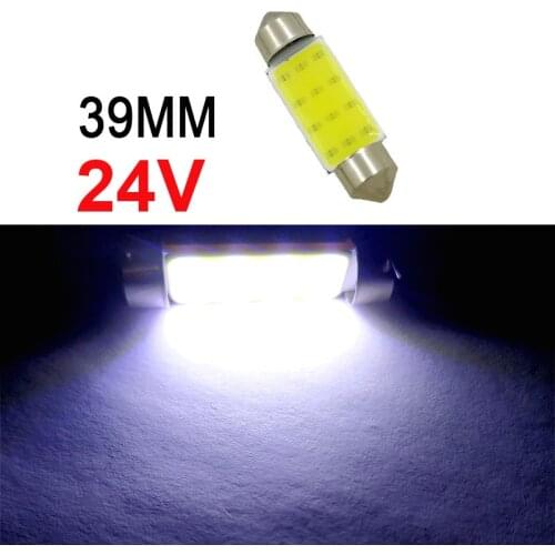 50Pcs White Festoon LED COB Bulbs 39mm Car Bulb For Auto Dome Map Reading License Plate Lights 24V