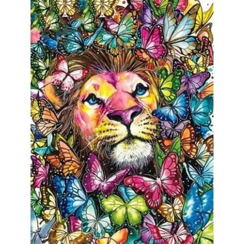 DIY 3D Embroidery Diamond mosaic full square,colorful lion butterfly,5d Diamond Painting,Stitch Cross Mosaic,almaznaya C656