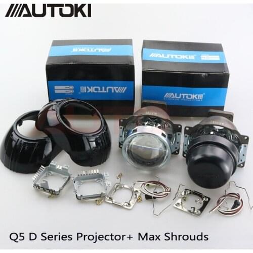 Free Shipping Autoki 3.0'' Car Headlight Lens Projector Koito Q5 Bi-xenon+S-Max Shrouds Use D1S D2H D2S D3S D4S HID Lights For A