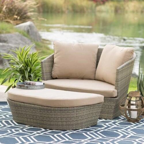 Freeshipping Lounger Outdoor Rattan Sofa Lying Bed Balcony Villa Outdoor PU Rattan Chairs Sets
