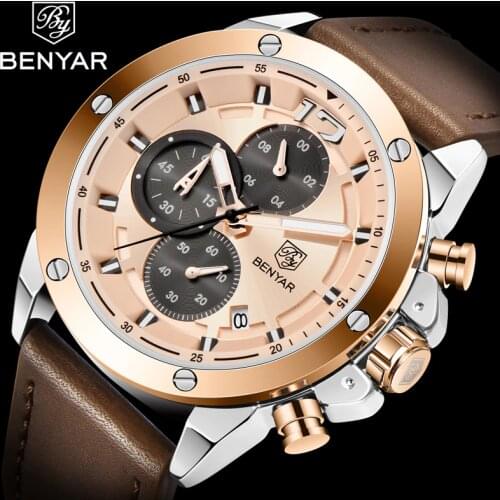 Men Watches 2020 New BENYAR Top Brand Luxury Corium Quartz Watch Men Multifunction Military Chronograph Watch Relogio Masculino