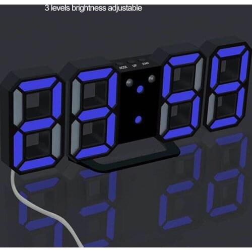 3D LED Digital Clock Alarm Watch Glowing Night Mode Electronic Table Clock 24/12 Hour Display Alarm Clock Wall Hanging