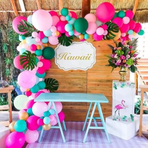 FENGRISE Tropical Hawaiian Balloon Garland Flamingo Decoration Hawaii Party Decor Summer Tropical Birthday Party Decoration Kids