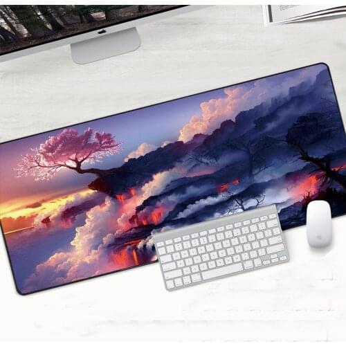 Mairuige Sakura Mouse Pad Gamer Big Edge Soft Lock Sakura Game Mouse Pad Mountain Non-slip Rubber Computer Desk Pad Padmouse