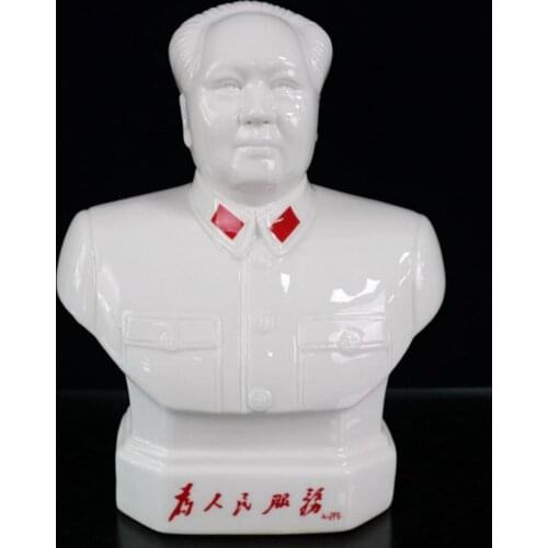 China White glazed ceramic Great leader Mao Zedong crafts statue