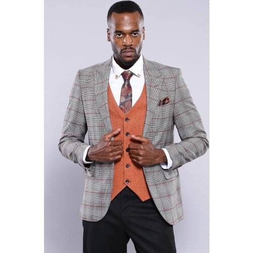 Checked Grey Orange Combined Suit Wessi