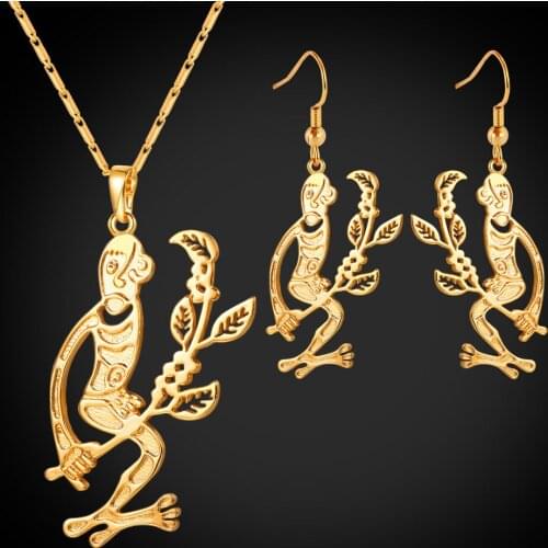 Nokondi Jewelry Set Women PNG Jewelry Necklace Earrings Set for Girl Excellent Gold Color Papua New Guinea Chain