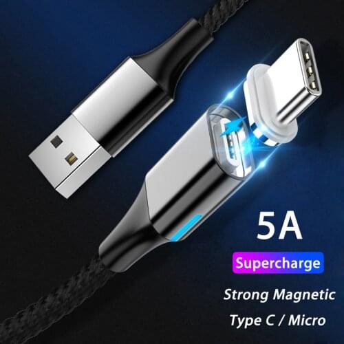 USB C 5A super fast charging type C magnetic charging data cable with LED indicator suitable for iPhone 12pro Samsung S20 Xiaomi