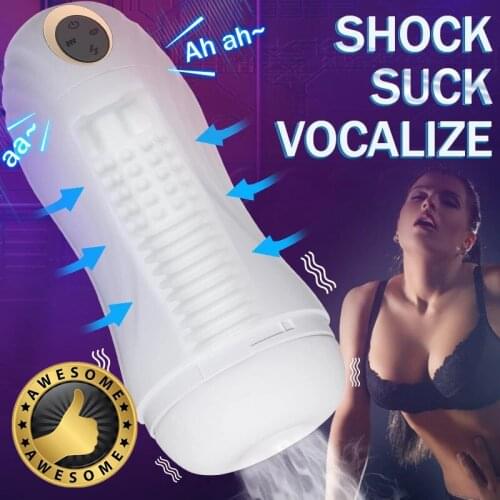 Mens masturbation cup automatic retractable rotating vagina sucking masturbator real cat pocket vibrator male erotic sex toys