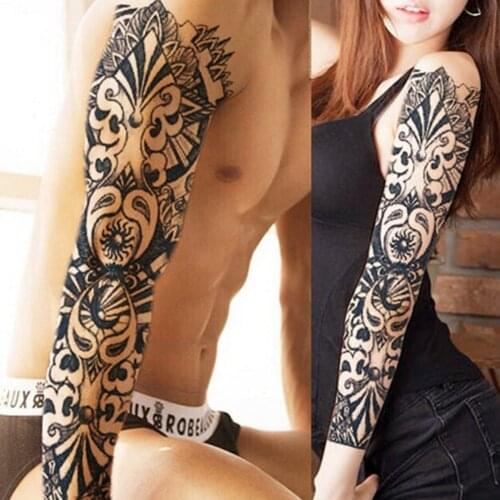 1PCS Full Arm Flower Tattoo Sticker Waterproof Temporary Tattoo Sleeve Men Women Body Paint Water Transfer Fake Tatoo Sleeve
