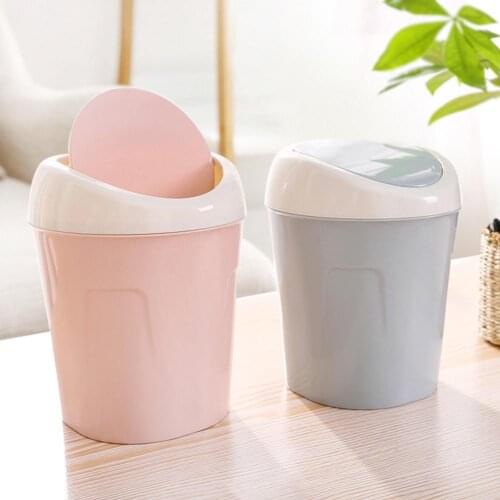 Durable Mini Trash Can Plastic Flip Lid Table Bedside Waste Bins Garbage Dust Bin Desktop Storage Holder Home Storage Organizer