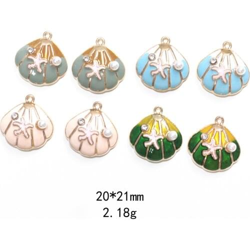Novelty earrings Korean earrings quirky jewelry pearl seashell marine jewelry accessories DIY alloy earring pendant