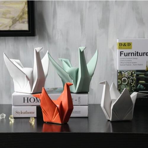 2020 New Nordic Creative Modern Abstract Ceramic Origami Statue Animal Figurine Sculpture For Home Decorations Gifts 1