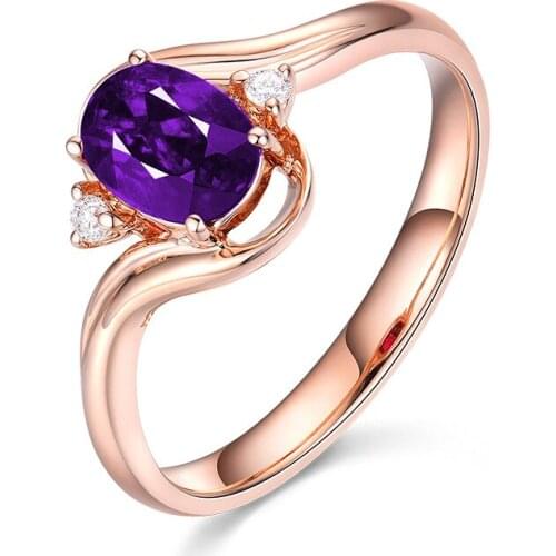 New Arrival Fashion Rose Gold Color Opening Adjustable Ring For Women Birthday Party Inlaid Purple Crystal Jewelry Rings Gift