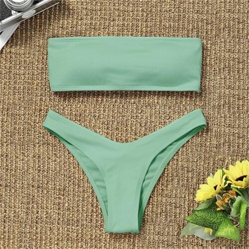 New Hot-Selling Stylish Sexy Vintage Summer Lady Minimalist Solid Color Tummy Control Swimsuit Bikini Купальники Женские 2021