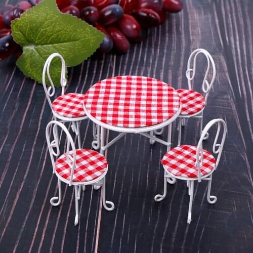 1 Set 1:12 Scale Dollhouse Simulation Furniture Decor New Miniature Iron Table Chair Set