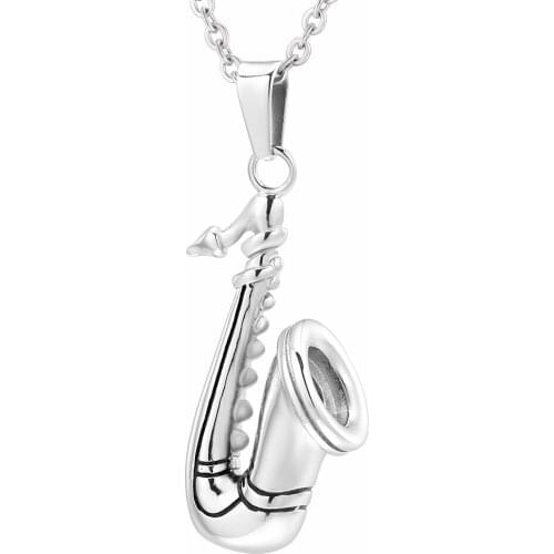 MiniCremation Memorial Jewelry Saxophone Horn Chain Necklace Cremation Ash Urn Keepsake Pendant Eternity Funeral Ash Locket